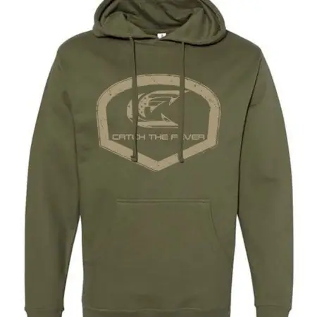 Catch The Fever Midweight Hoodie, OD Green, Tan CTF