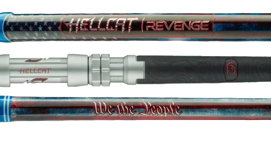 Hellcat Revenge® Patriot fishing rod background image highlighting the Patriot variant design.