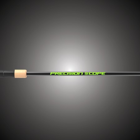 Close-up view of the Precision Scope™ Livescope fishing rod logo and blank design.