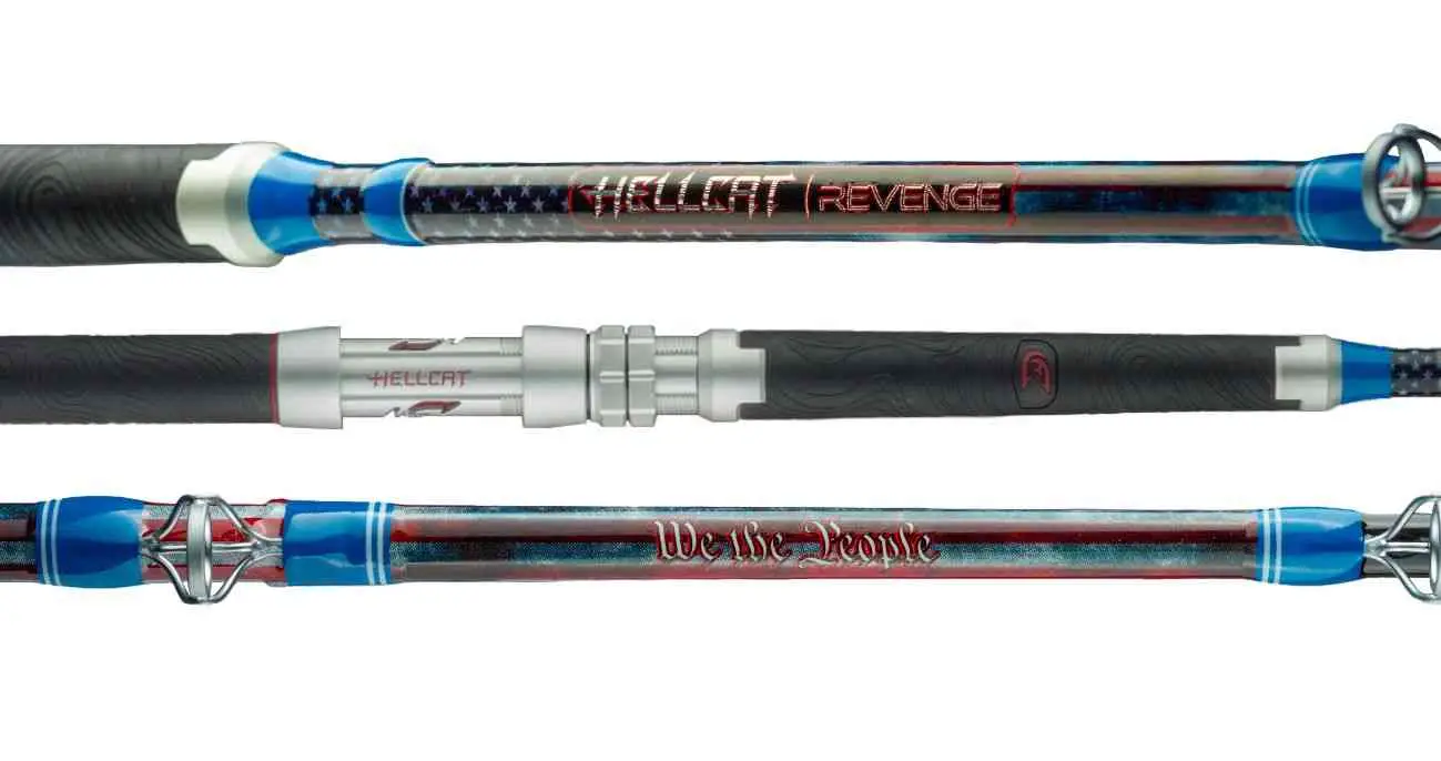 Hellcat Revenge® Patriot fishing rod banner featuring the Patriot design within the Hellcat Revenge rod series.