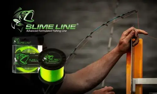 Slime Line high-visibility green fishing line by Catch the Fever – spooling onto a big cat fever (BCF) rod for precision performance