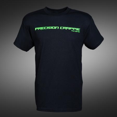 Black Precision Crappie Short Sleeve T-shirt - Green Logo